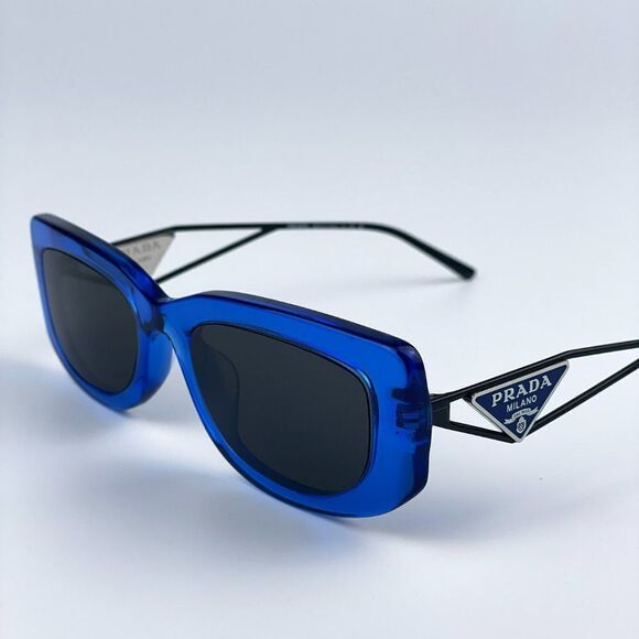 NEW Prada PR14YS 18M5S0 Crystal Electric Blue Grey Rectangle Women Sunglasses - Picture 5 of 11